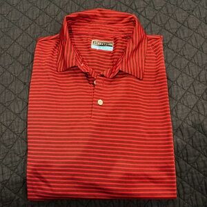 PGA Tour - Size Large Golf Shirt - Red/Black Stripe - L